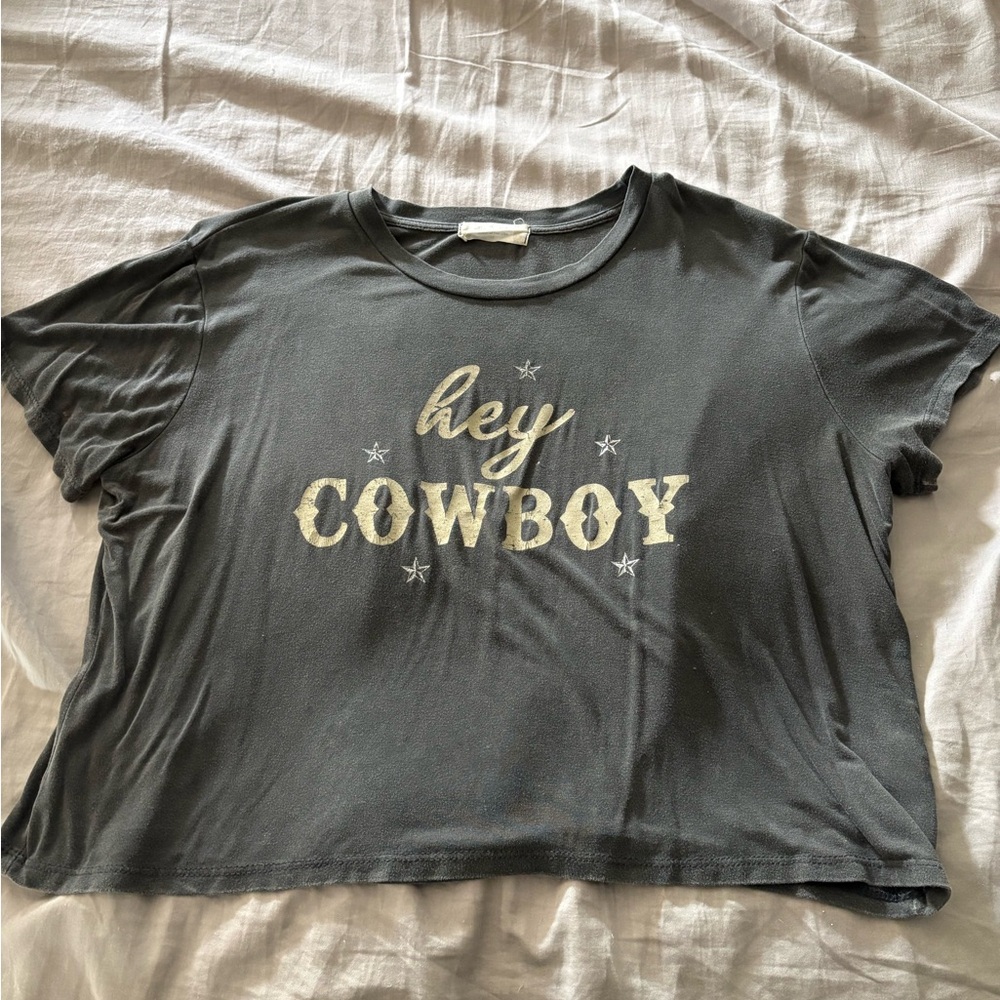 Altar'd State Western "Hey Cowboy" cropped t-shirt